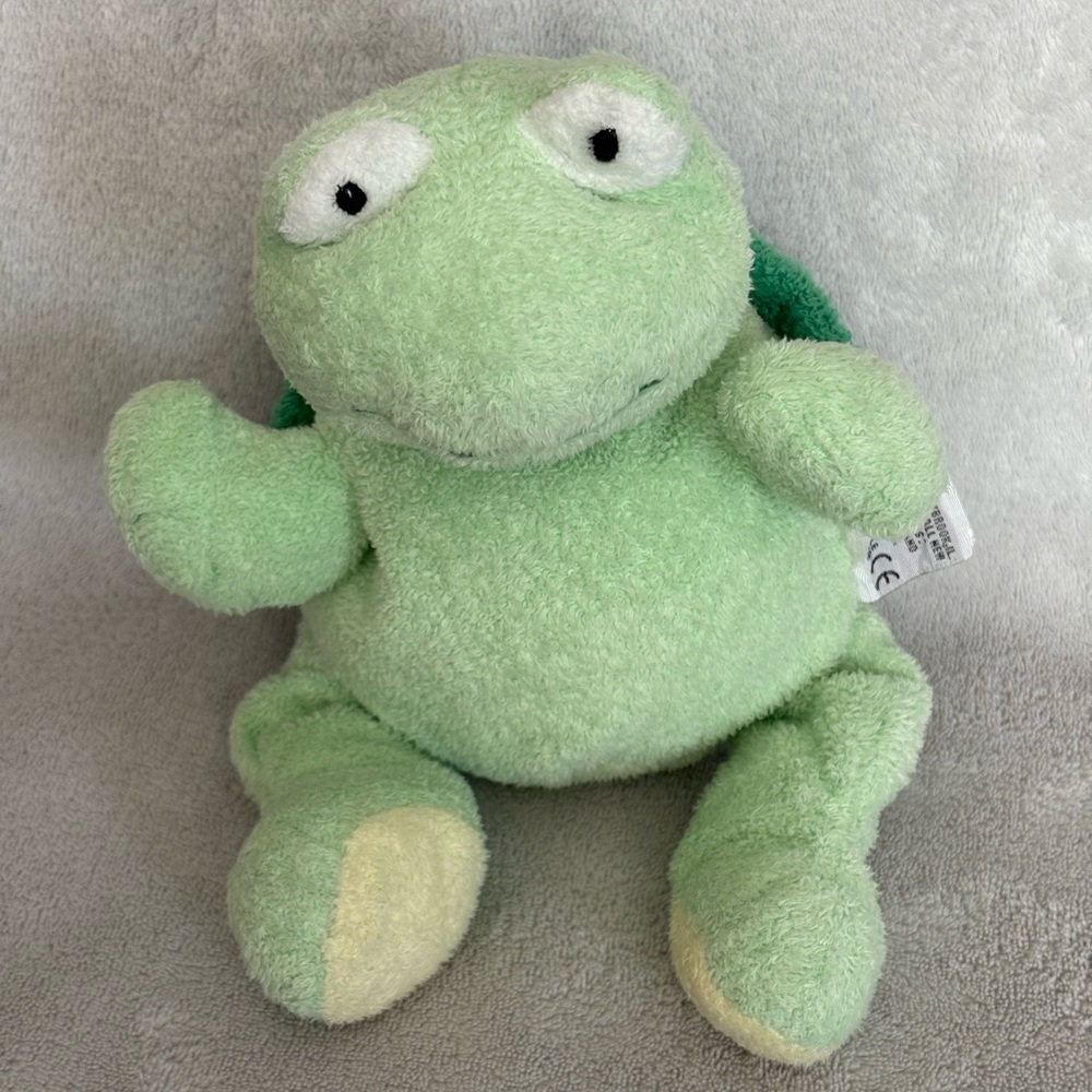 2007 Ty PLUFFIES Green Turtle  Zips Tylux Stuffed Animal Toy Plush Soft 9"
